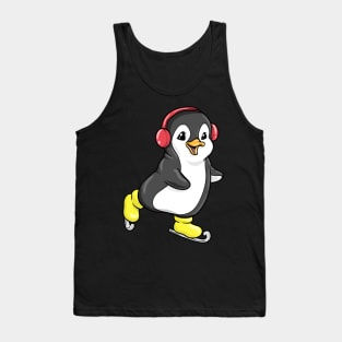 Penguin at ice skating with ice skates Tank Top